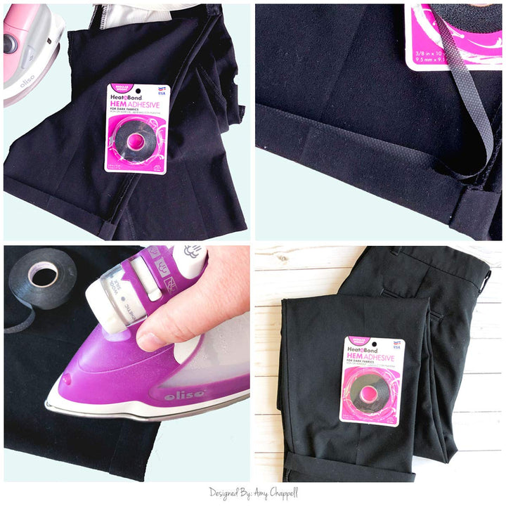 Hem Iron-On Adhesive, Super Weight, 3/4 Inch x 8 Yards, Black