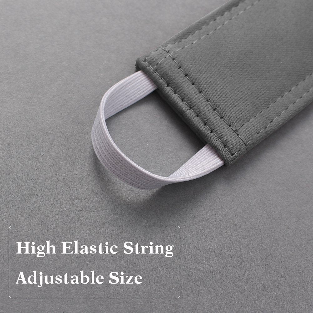 Nursery Door Cushion for Silence - Door Jammer Closer Latch Cover Solid with Strong Elastic Straps Door Covers for Universal Fits, Set of 3, 5.5x3.5 inches, Black