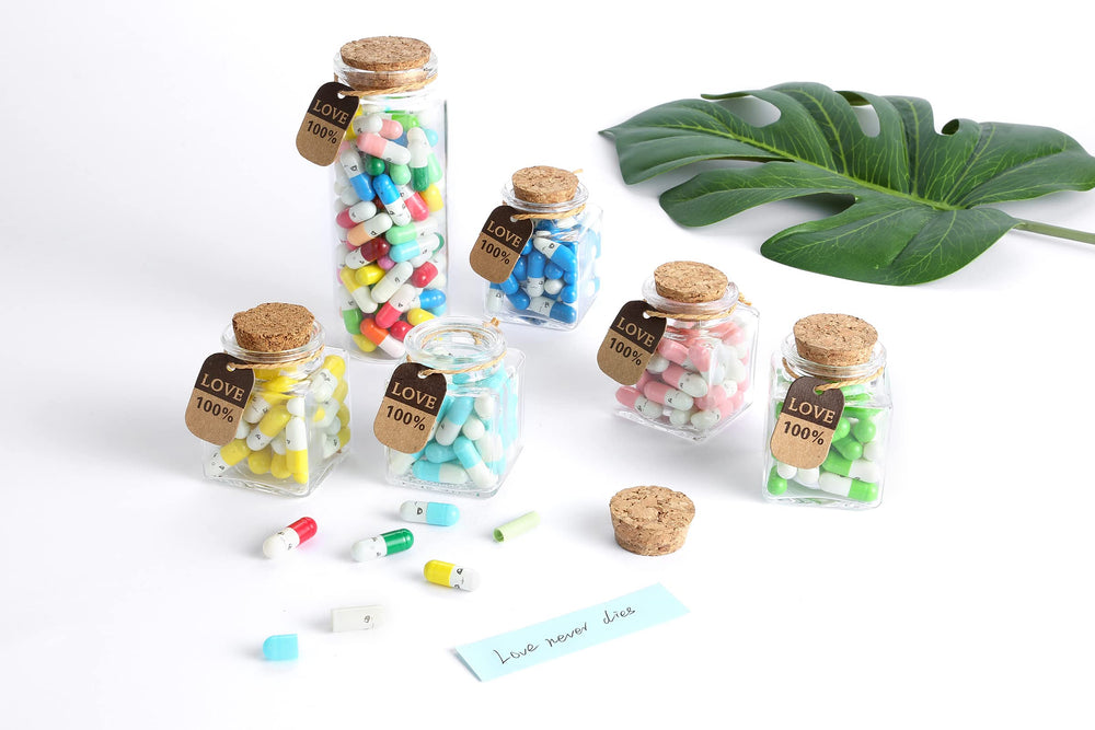 101PCS Cute Capsule Message Love Letters Plastic Capsule Love Letters in Wish Bottle,Lover Gift for Anniversary,Valentines,and Long Distance Relationships-Mixed Color