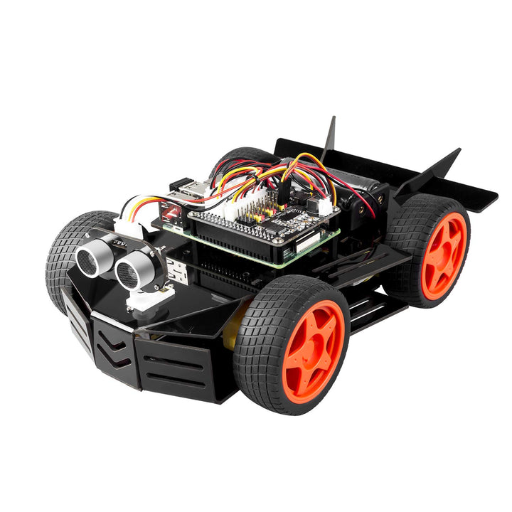 Robot Car Kit for Raspberry Pi, 4WD HAT Module, Ultrasonic Sensor, Velocity Measurement Module etc. Electronic DIY Robot Kit for Teens and Adults, Raspberry Pi/TF Card/Battery not Included