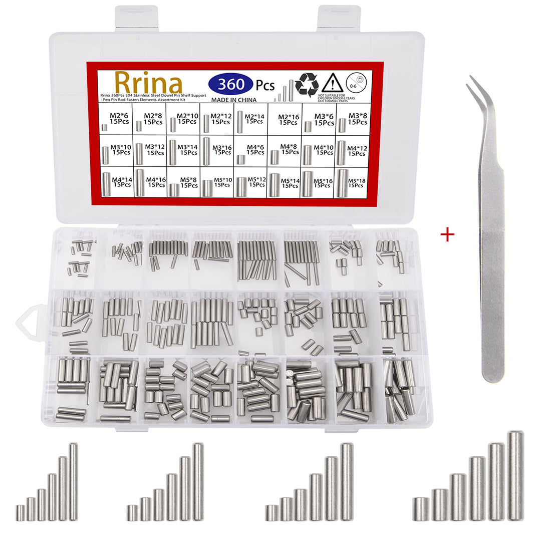 Rrina 360Pcs 304 Stainless Steel Dowel Pin Shelf Suppor