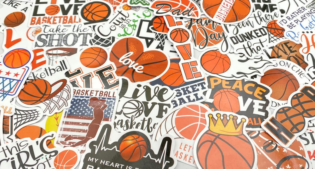 Basketball Stickers for Water Bottle Cute Basketball Gifts 50 Pieces Sports Stickers for Kids Teens Adults