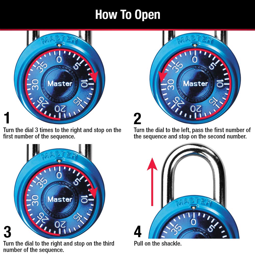 1533TRI Locker Lock Mini Combination Padlock, 3 count (Pack of 1), Colors may vary