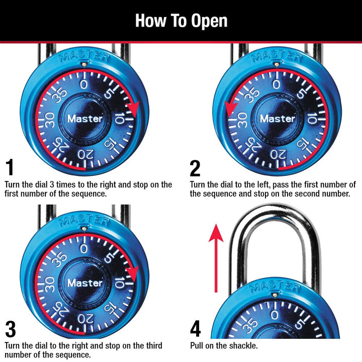 1533TRI Locker Lock Mini Combination Padlock, 3 count (Pack of 1), Colors may vary