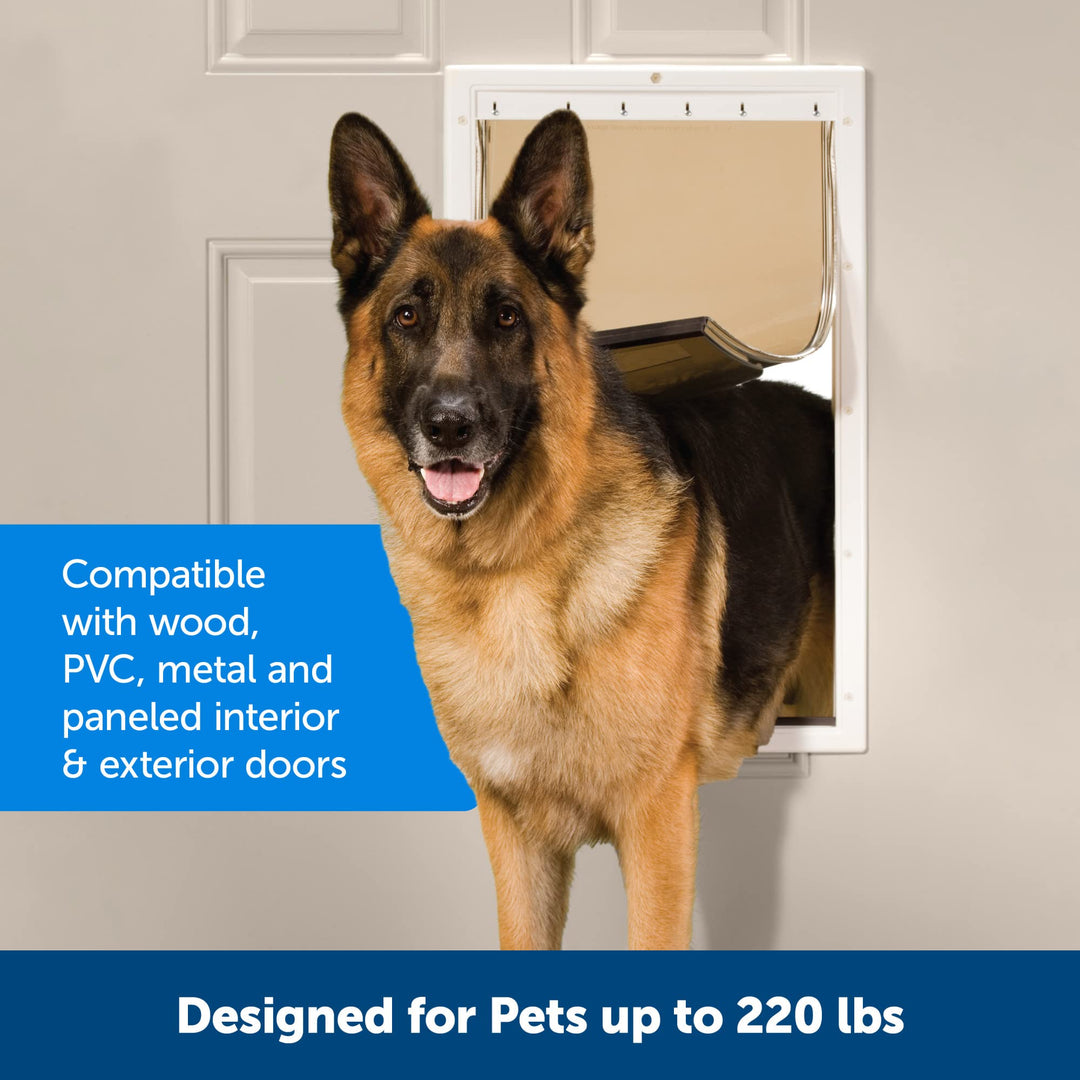 Never Rust Plastic Doggie Door for Install in Interior and Exterior Doors or Walls, Paintable, Easy Install, Closing Panel Included, for Pets Up to 220 lb, (X-Large)