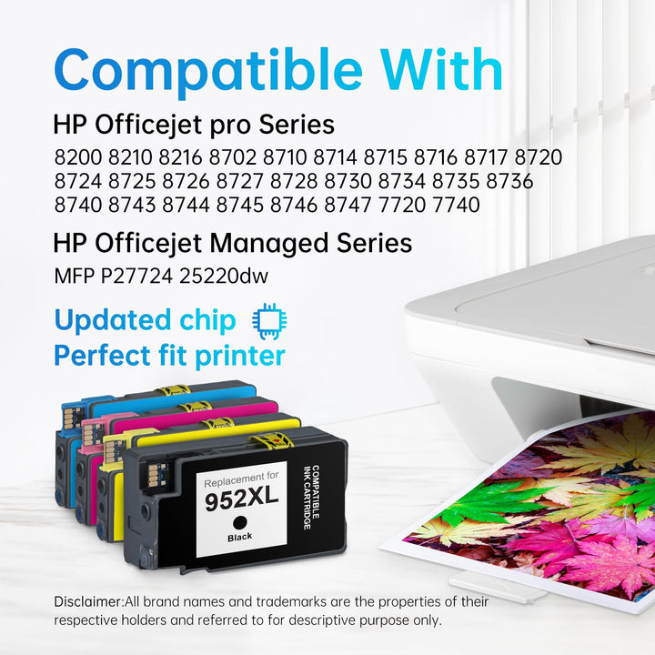 LEMERO Compatible 952XL Ink Cartridge Combo Pack Replac