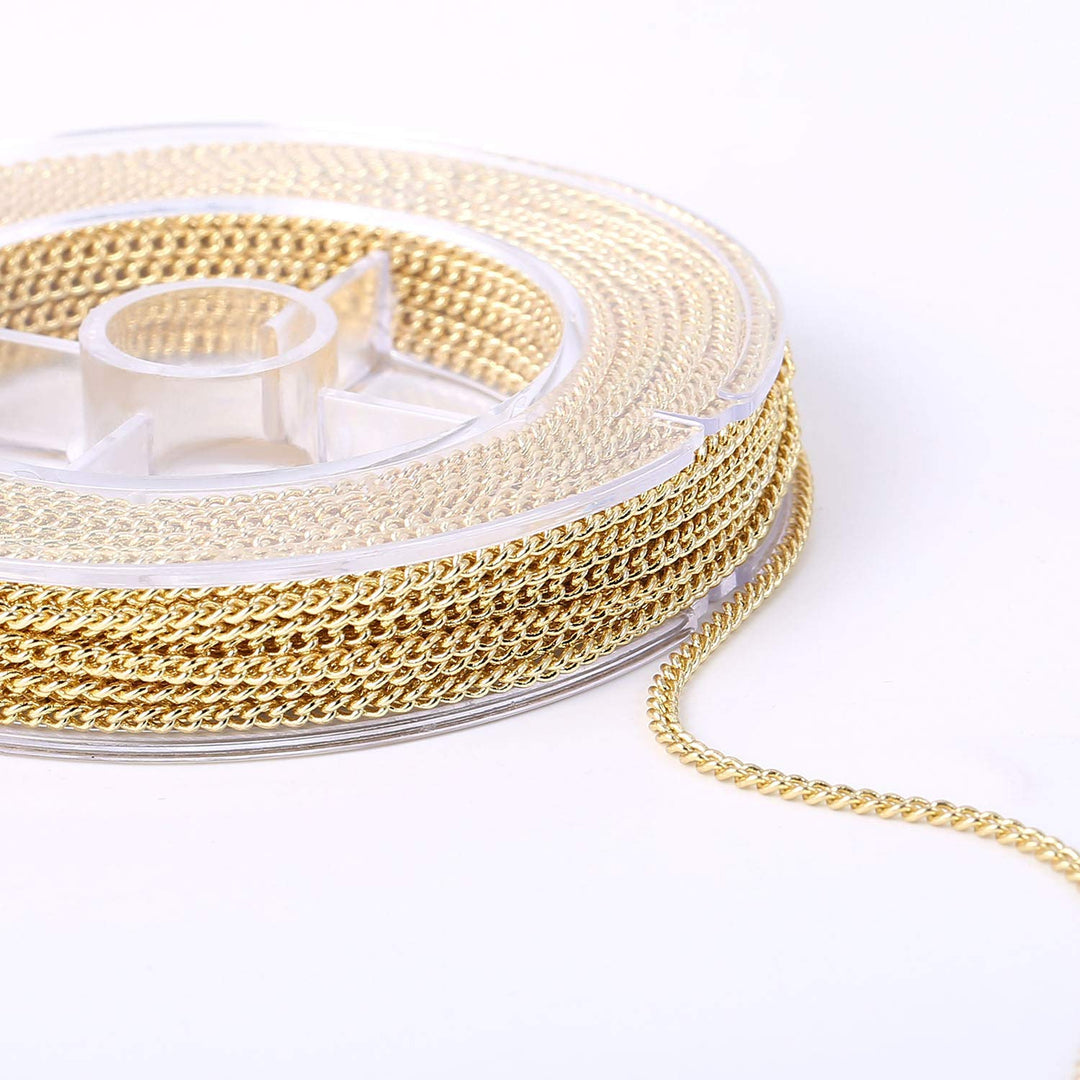 33 Feet 3MM Stainless Steel Cable Link Chain Spool for Jewelry Making Bulk Chains for DIY Jewelry and Craft