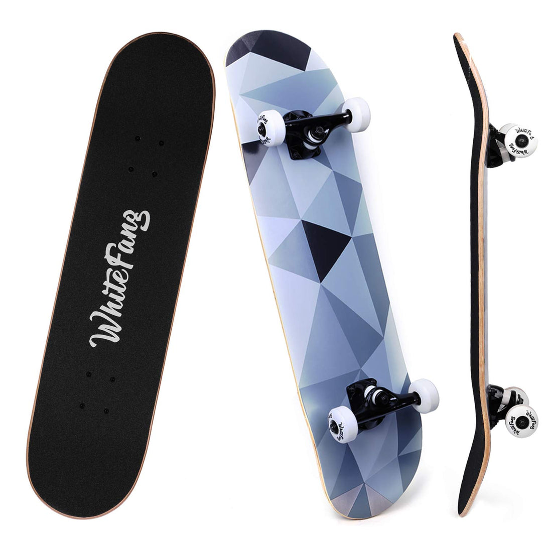 Skateboards, Complete Skateboard 31 x 7.88, 7 Layer Canadian Maple Double Kick Concave Standard and Tricks for Kids and Beginners (Diamond)