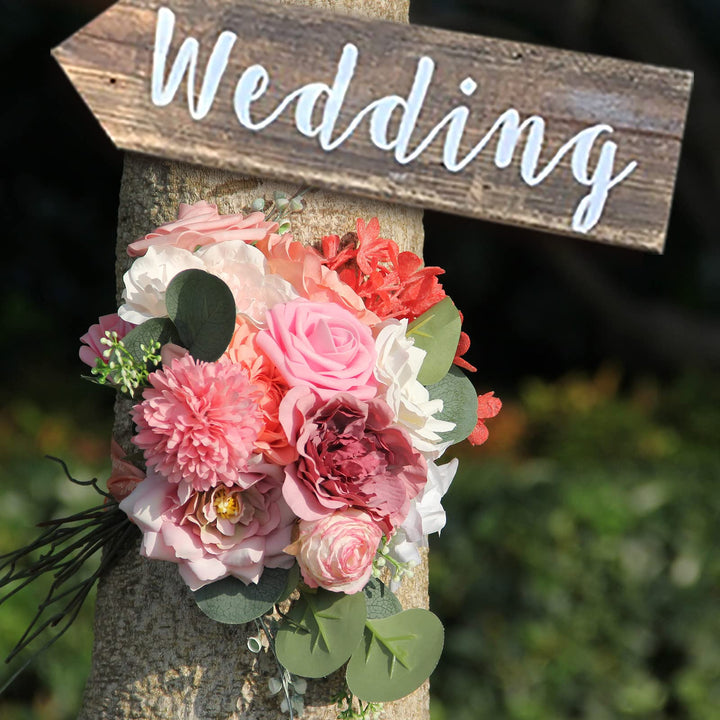 Artificial Rose Flowers Combo Fake Silk Flowers Foam Roses, White Pink Flower for Wedding Decor, Baby Shower, Bridal Shower, Bouquet, Centerpieces Floral Arrangements Tables Home Decorations