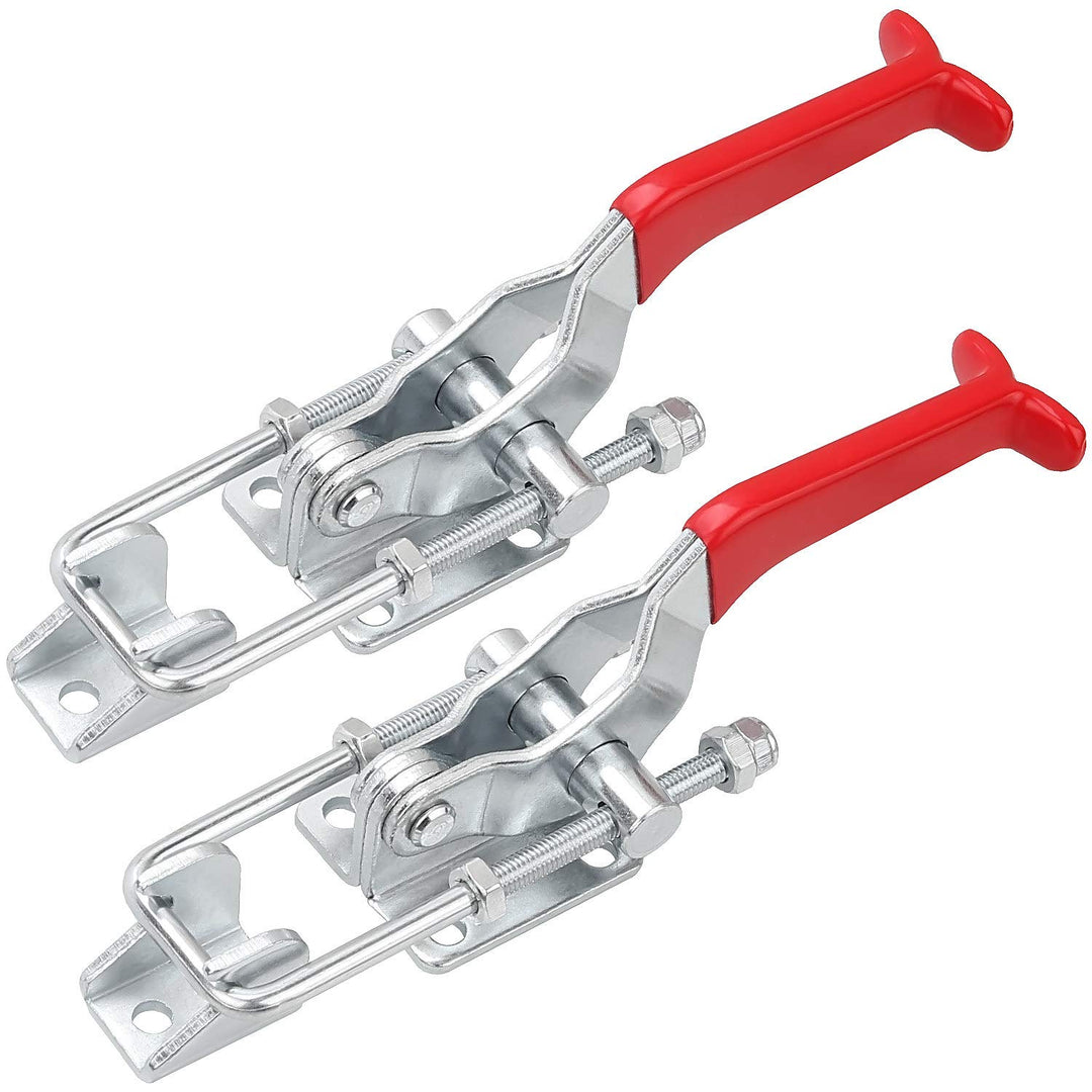 Abuff 2pcs Adjustable Toggle Clamp Set, Anti-Rust 2000lbs Heavy Duty Latch-Action Toggle Latches, Red Toggles Clamps Vertical Quick Release for Door, Box Case Trunk, Jig, Pull Latch