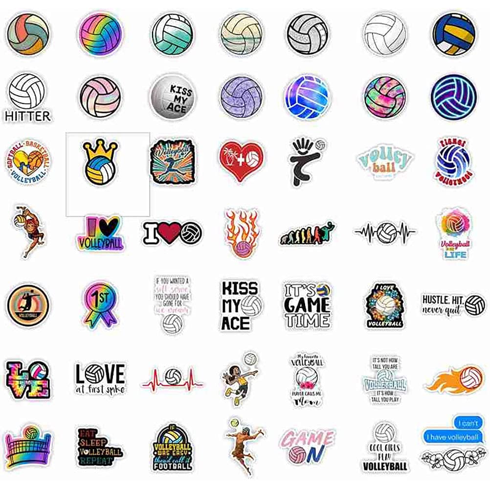 Volleyball Stickers |50 Pcs Volleyball Waterproof Vinyl