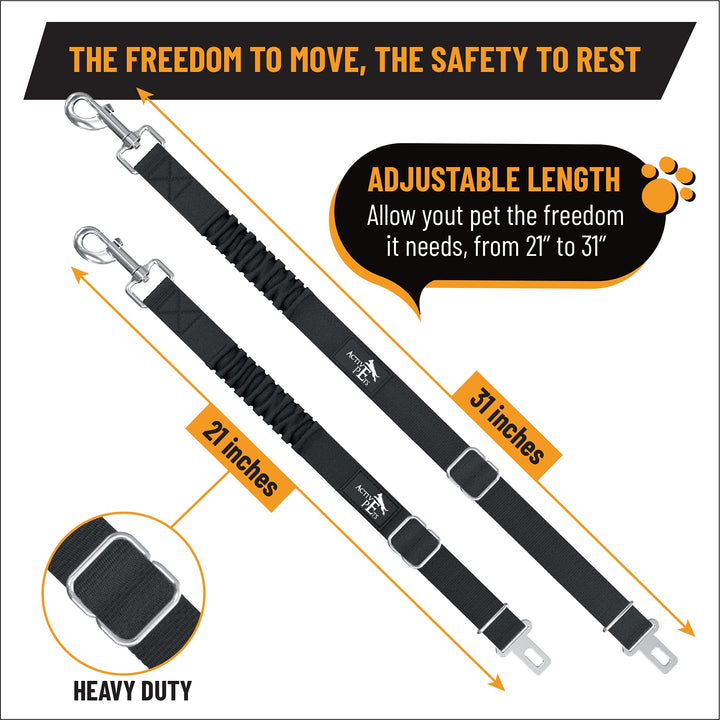 Active Pets Dog Seatbelt, Adjustable Safety Dog Seat Car Harness, Dog Seat Belt for Pets - Durable Dog Seatbelts for Cars - Dog Car Seat Belt for Dogs, Dog seat Belts for Large Dogs, Medium, & Small