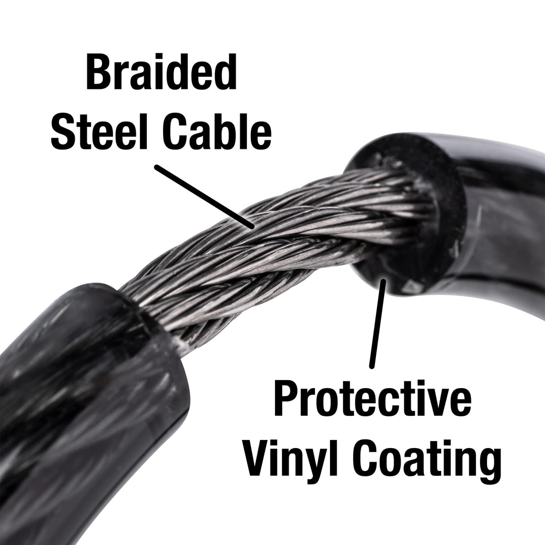 Black Set Your Own Combination Bike Lock, Metal Cable Lock has a Weather Resistant Vinyl Coating for Outdoor Equipment, Bicycles, 6 Feet Long, 8114D