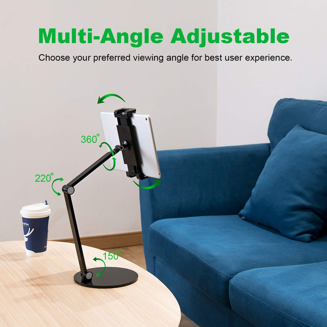 Multi-Angle Tablet Stand Holder, Aluminum Alloy Cradle Mount Dock for 4.7-12.9 Screen iPad Pro, Microsoft Surface Series, iPhone, iPad, Samsung, Nintendo Switch, Kindle, eBook Reader (White)