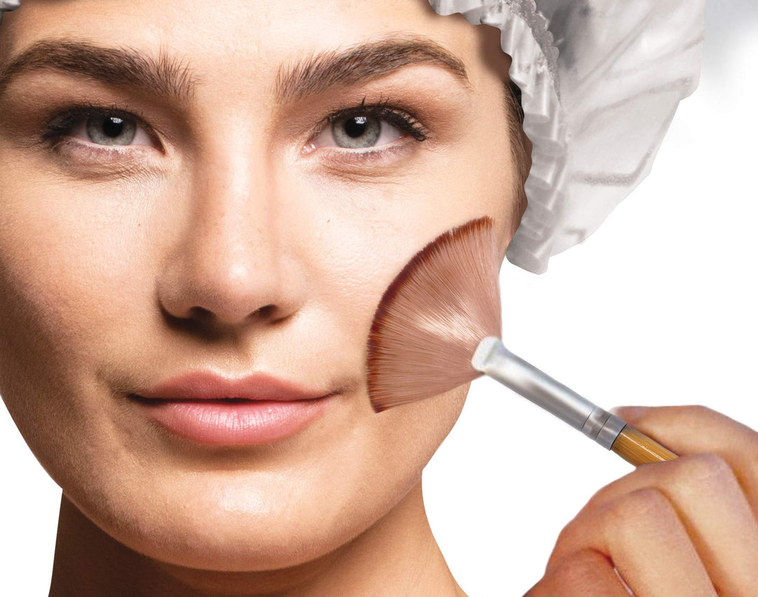 Eco Designs Spa Tools Fan Mask Brush, Apply Facial Masks and Makeup, Bamboo Handles, Highly Sustainable, Recycled Aluminum, Synthetic Bristles 100% Animal Cruelty Free, Reusable Pouch