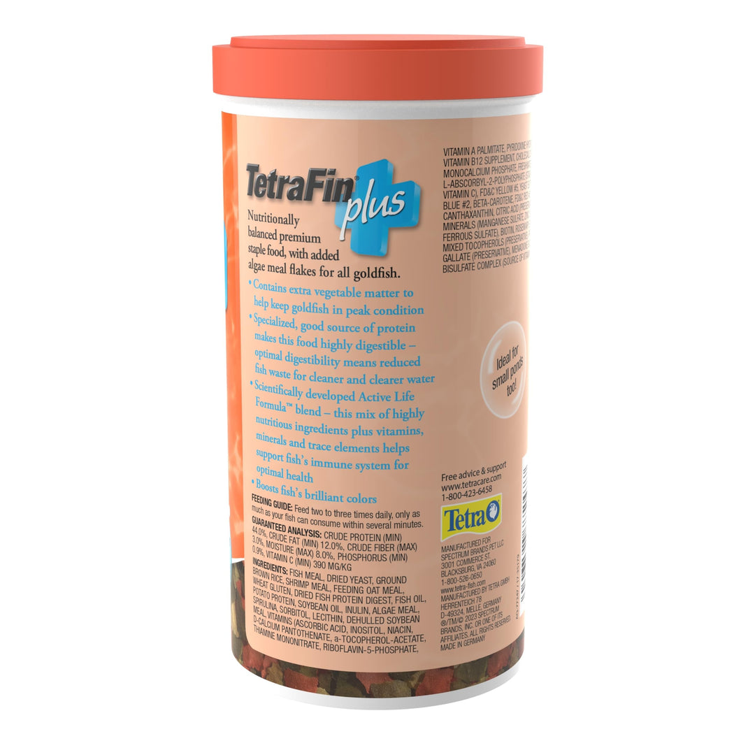 Fin Plus Goldfish Flakes 7.06 Ounces, Balanced Diet, With Algae To Promote Health