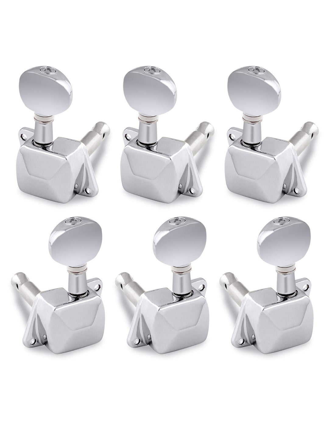 Guitar String Tuning Pegs Semiclosed Machine Heads Tuners Tuning Keys Oval Button 3 Left 3 Right for Electric Guitar or Acoustic Guitar Chrome.