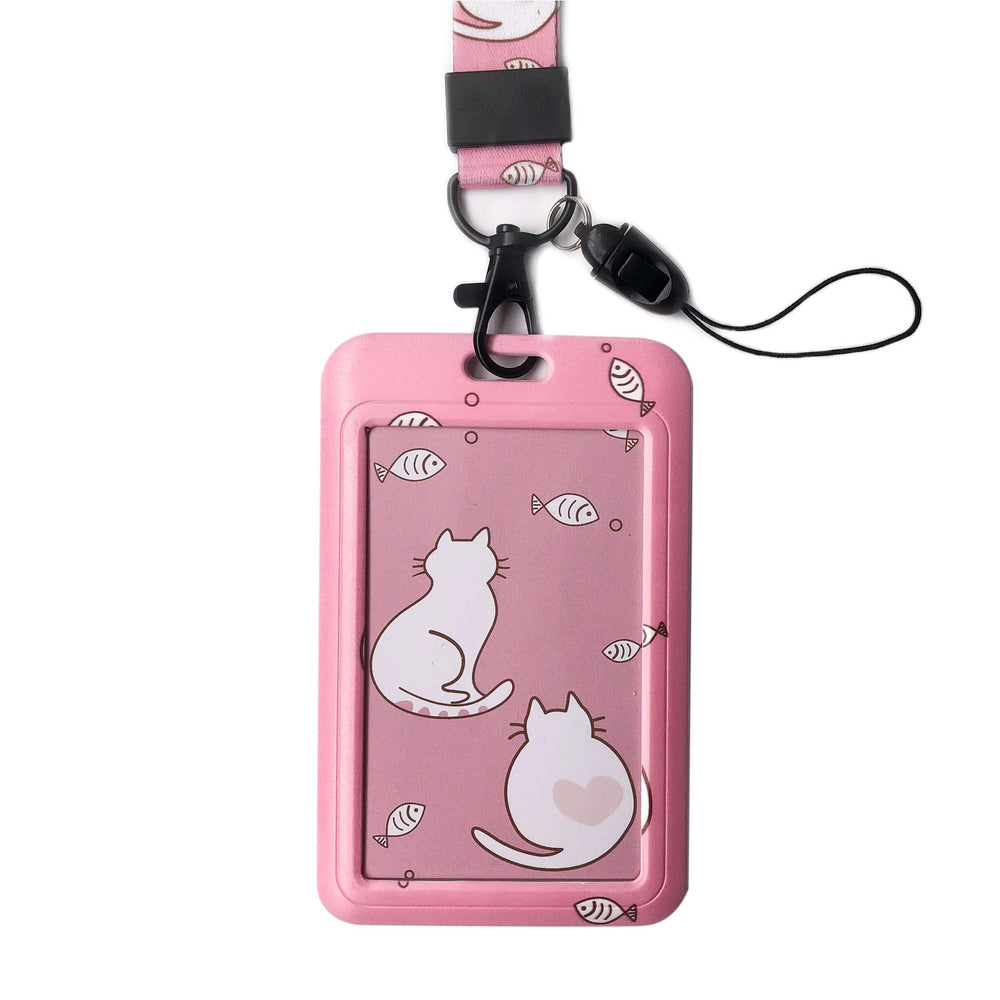 Cute Lanyard with ID Badge Holder for Women Kids (Little Cat)