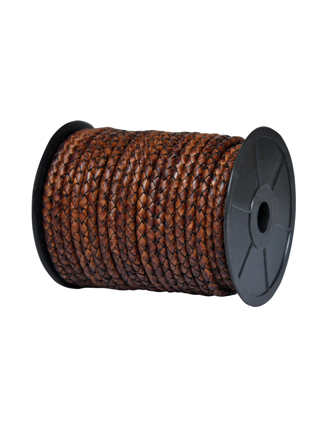 Round Braided Genuine Leather String Bolo Cord, Rope for Jewelry Making, Necklaces, Bracelets, Wraps, Crafts and Hobby Projects (Distressed Dark Brown, 5 MM 5.46 Yards = 5 MTR Spool)