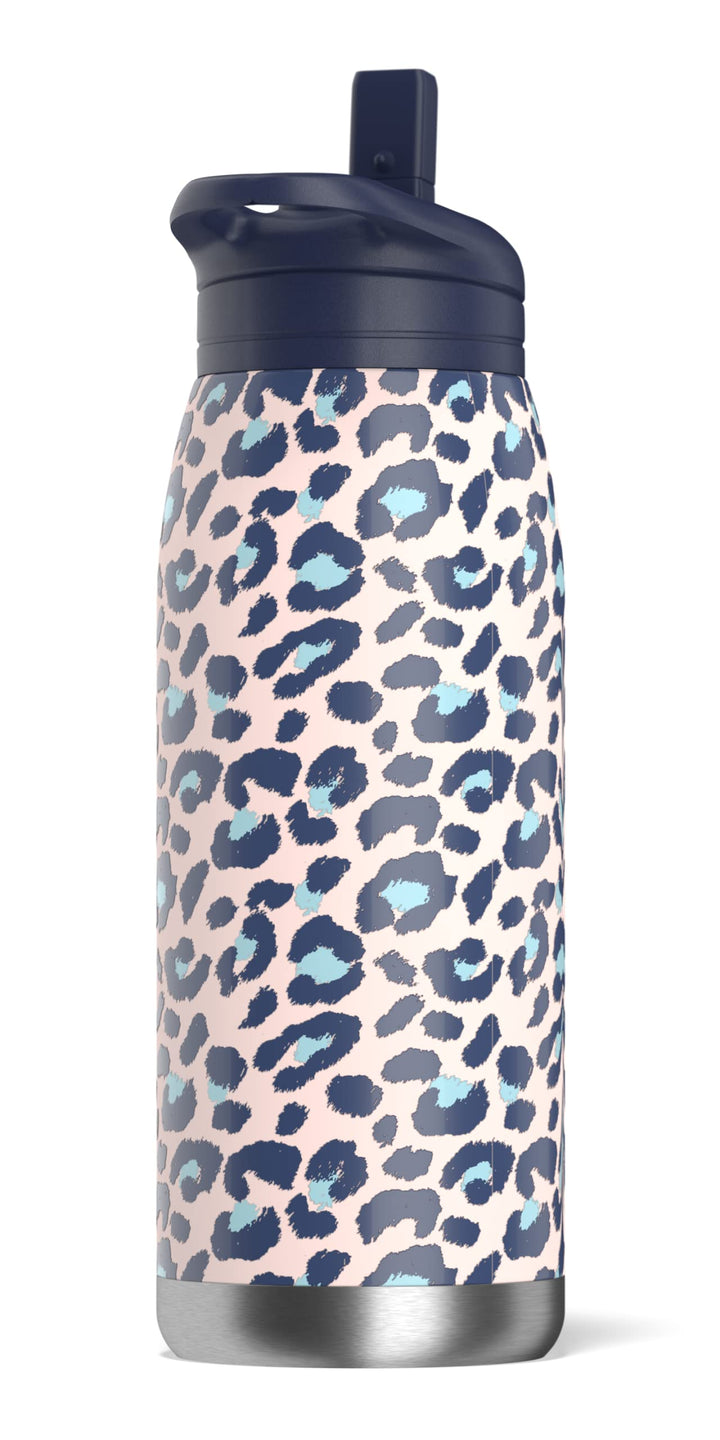 Artisan 32oz Insulated Water Bottles with Straw Lids | Leak-Proof and Vacuum Insulated, Double Walled Stainless Steel Water Bottles Featuring Chic and Stylish Designs (Pink Leopard)