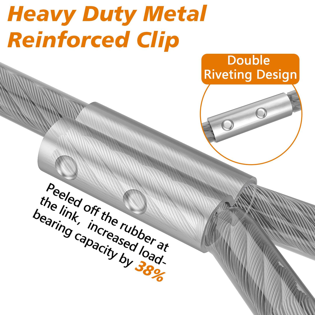 Dog Tie Out Cable 50ft, Outdoor Runner Lead Chain Tether for Small Medium Large Dogs, 5mm Diameter Cable,11000 lbs Break Strength, Reflective Silver