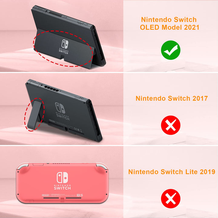 Kids Case for Nintendo Switch OLED Model 2021 with 2 Game Card Slots - [Kids Friendly] Ultralight Shockproof Protective Cover, Ergonomic Grip Case for Switch OLED Model Console 7.0, Red