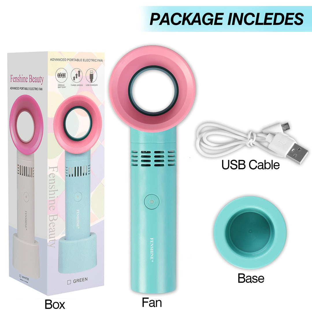 Portable USB Rechargeable Mini Fan Dryer Bladeless Handheld , Air Conditioning Blower for Essential Eyelash Extension Supplies (Blue 02)