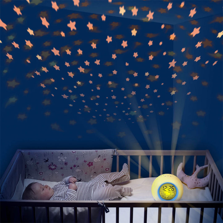 Kids Alarm Clock,Moon Stars 7 Color Changing Night Light Projector Alarm Clock,Temperature Detect for Toddler Digital Kids Alarm Clock,Students to Wake up at Bedroom Bedside for Alarm Clock Boys Girls