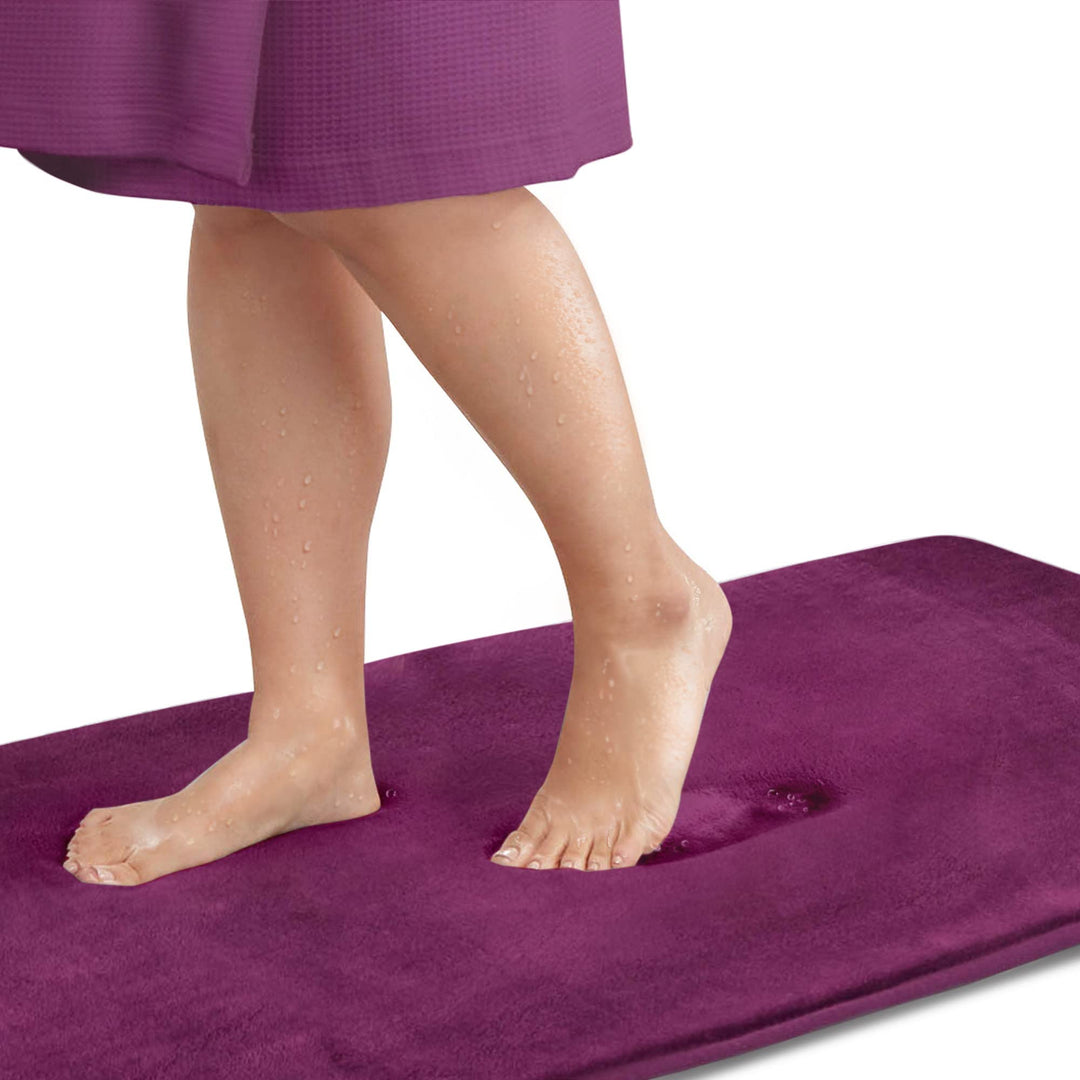 Bath Mats for Bathroom Non Slip - Eggplant 17 x 24 Memory Foam Bathroom Rugs - Quick Dry Bath Mat