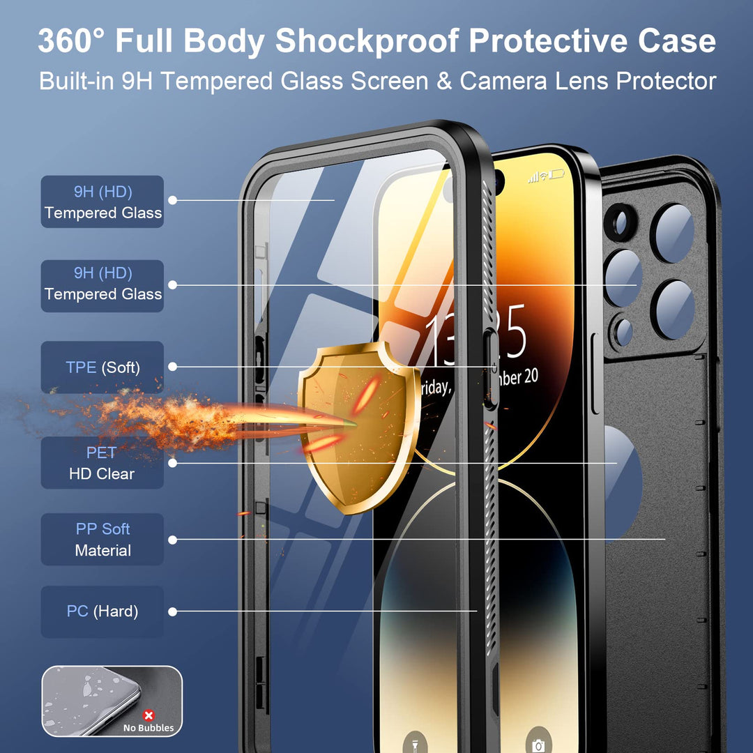 SPIDERCASE for iPhone 14 Pro Case, Waterproof Built-in 