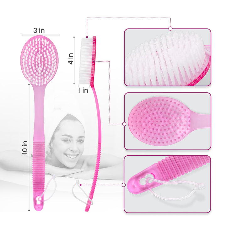 DecorRack Bath Brush with Bristles, Long Handle for Exf