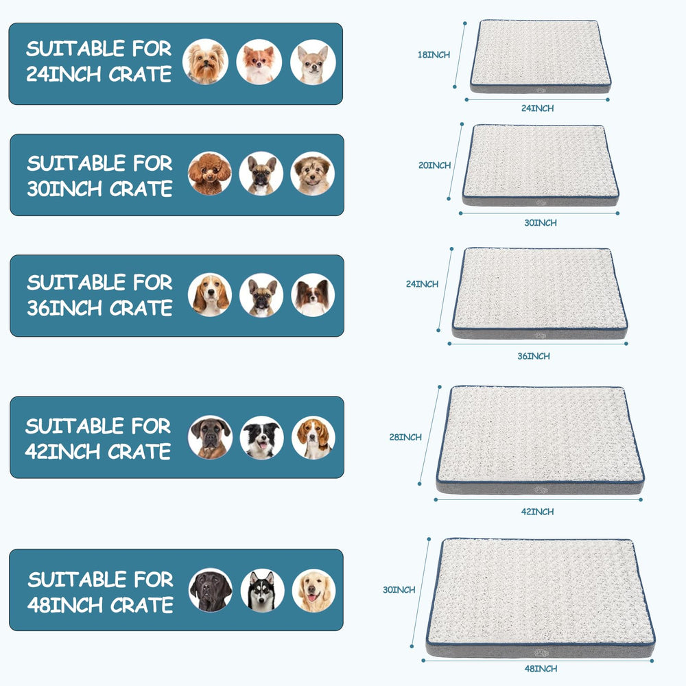 Reversible Cool and Warm Dog Bed for Crate Pad, Pet Beds with Washable and Removable Cover, Dog Crate Bed Sleeping Mats, Bed for Dog Crate for Large Medium Small Dogs, Grey