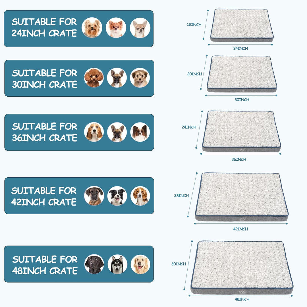 Reversible Cool and Warm Dog Bed for Crate Pad, Pet Beds with Washable and Removable Cover, Dog Crate Bed Sleeping Mats, Bed for Dog Crate for Large Medium Small Dogs, Grey