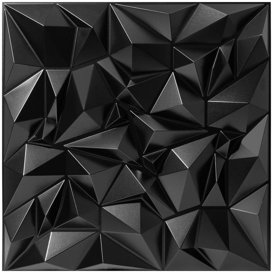 Acoustic Sound Diffuser Panels, 19.7 X 19.7 X 1 inches 12 Pcs Black PVC Plastic 3D Wall Panel, Recording Studio Acoustical Treatment Diffusion panel, Art Decorative Ceiling Tiles