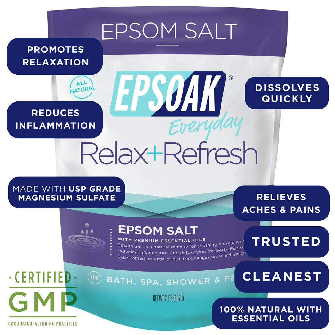 Epsom Salt | Relax+Refresh - 2lb For Bath, Spa, Shower &amp; Feet (Everyday Epsom Salts) ...