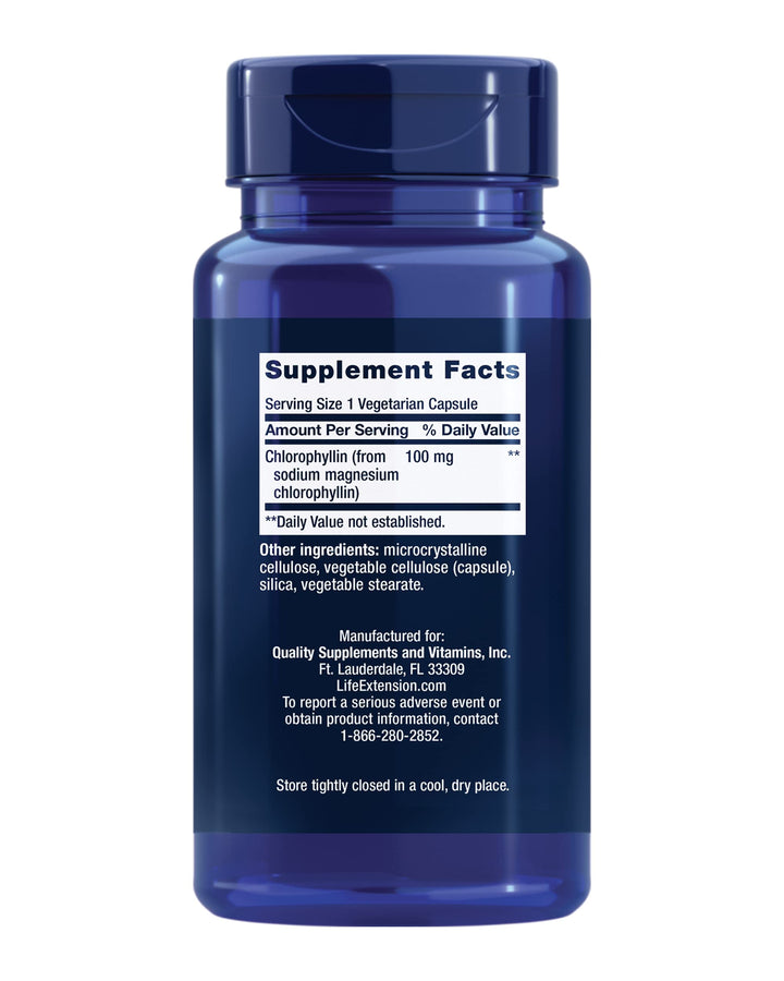 Life Extension Chlorophyllin, antioxidant & DNA Health Support, Gluten-Free, Non-GMO, Vegetarian, 100 Vegetarian Capsules