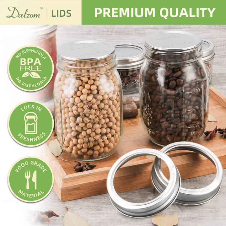 ® 48Pcs Canning Lids with Rings Regular Mouth, Premium Mason Jar Lids with Bands/Rings for Regular Mouth Ball, Kerr Jars - Food Grade Material, 100% Fit &amp; Airtight for Regular Mouth Mason Jars