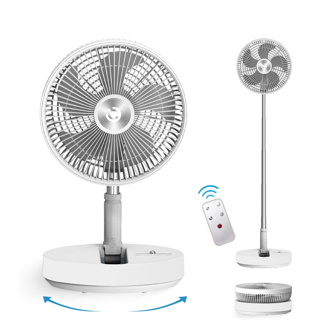 10 Battery Operated Fan, Portable Travel Fan for Sleeping, Oscillating Fan with Remote Control, Cordless Rechargeable Pedestal Fan, Standing Fan for Bedroom, Home, Office, Dorm