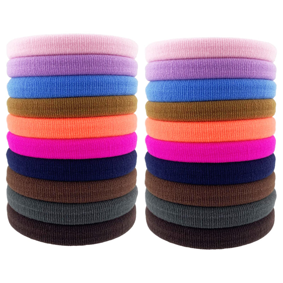 Thick Hair Ties, 20 Pieces Seamless Ponytail Holders Scrunchies Women Cotton Stretch Hair Elastics for Thick Heavy or Curly Hair (Upgrade Multicolor Large Size - 7cm)