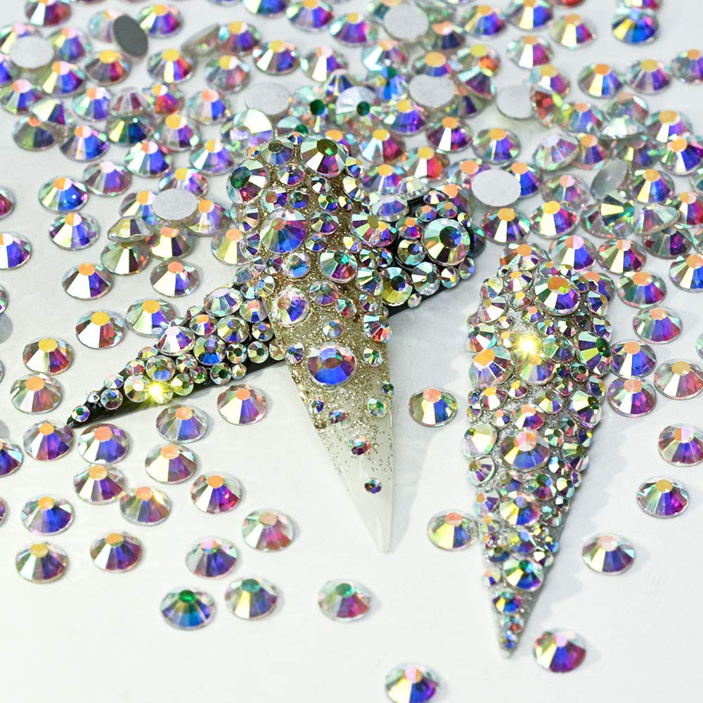 Minejin Nail Art Rhinestones AB Color Flat Back Charms Crystals Stones Super Shiny Cellphones Decorations Gems SS6 1440 Pieces