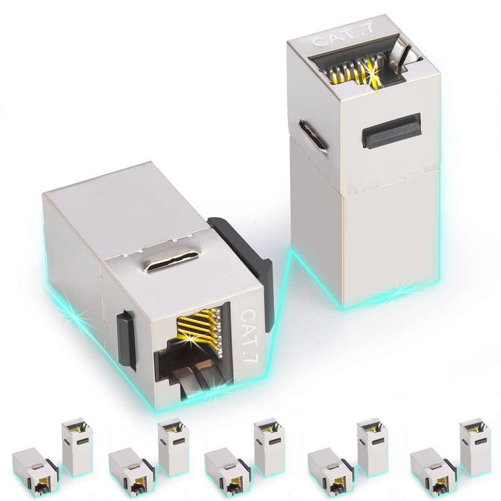 RJ45 Coupler Keystone Jack Cat7 10G Support, Cat7 Female Keystone STP 12 PCS for Wall Plate and Patch Panel, Shielded Rj45 Jack Gold Plated for Cat7, Cat6, Cat6A, Cat5e, Cat5 Cabling