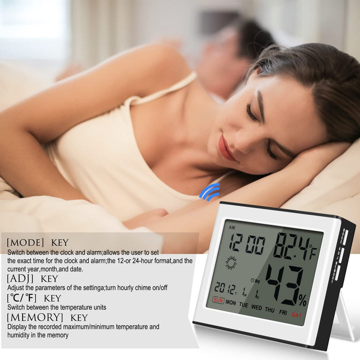 Digital Alarm Clock Shower Clock Hygrometer Thermometer Alarm Clock Weather Station Indoor Thermometer