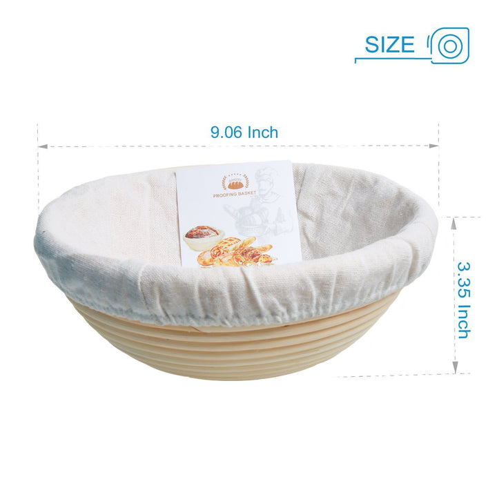 9 Inch Proofing Basket, Banneton Bread Proofing Basket + Bread Lame +Dough Scraper+ Linen Liner Cloth Sourdough Bread Baking Supplies