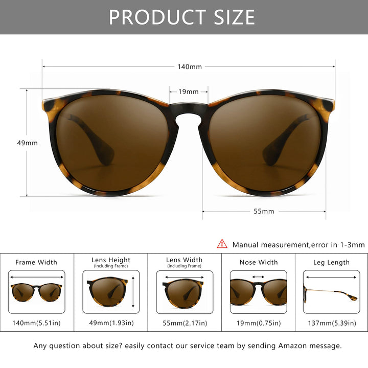 SUNGAIT Vintage Round Sunglasses for Women Men Classic 