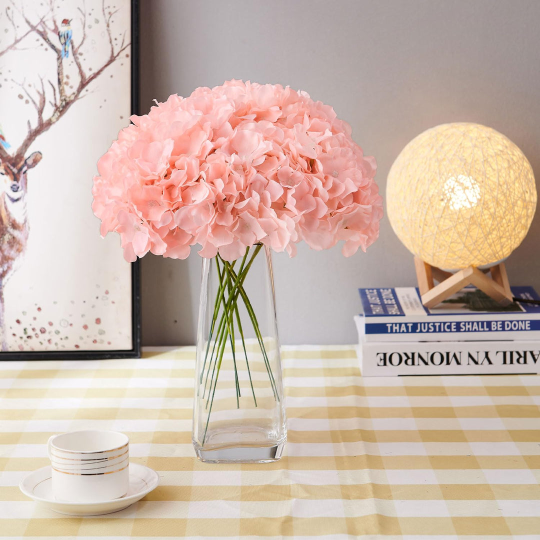 Blush Artificial Flowers Hydrangea Silk Flowers 10pcs Full Fake Hydrangea Flowers Artificial with Stems for Wedding Home Party Shop Baby Shower Blush Decoration