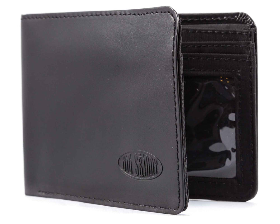 Men's L-Fold Passcase Leather Slim Wallet, Holds Up to 30 Cards, Black