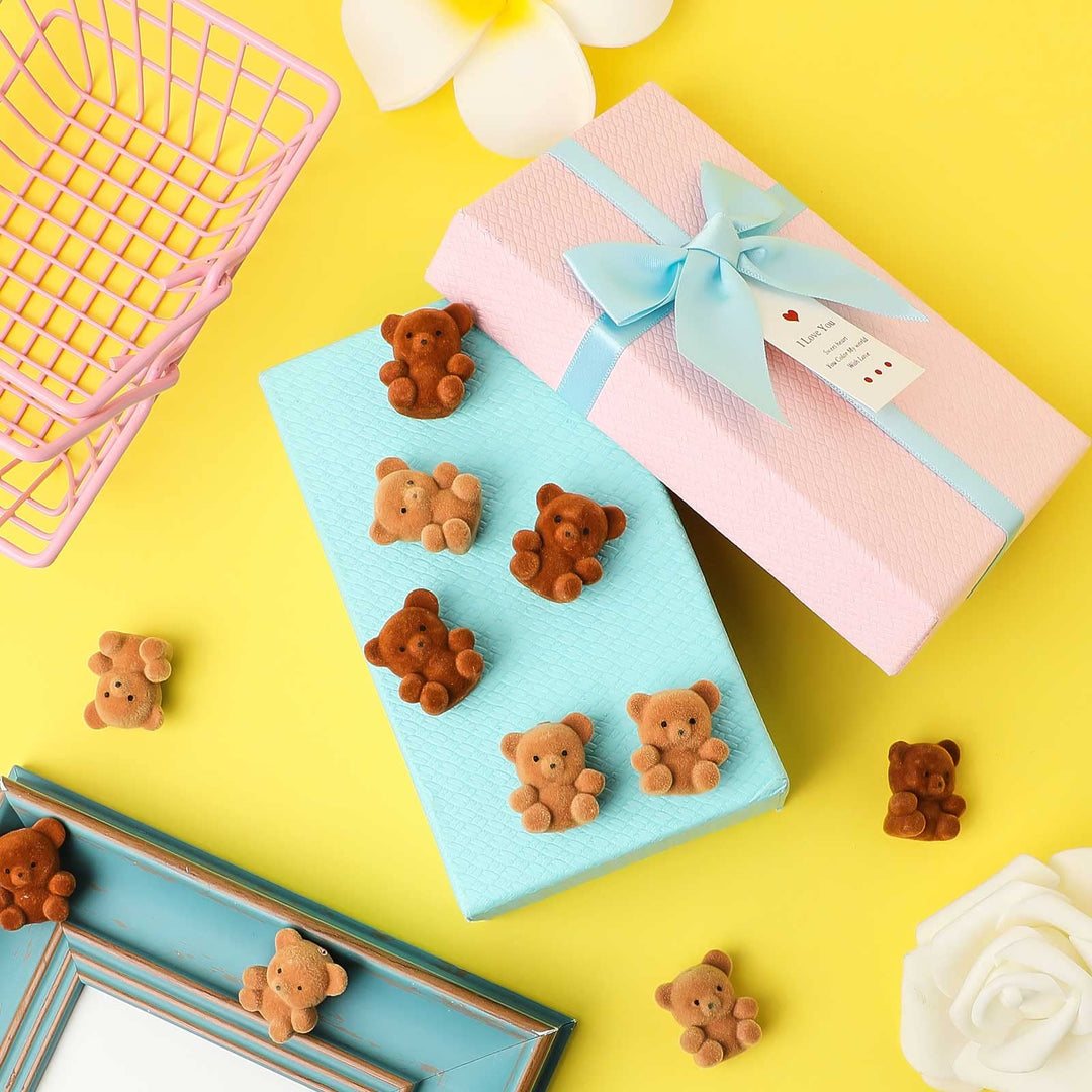 Hungdao 12pcs Mini Flocked Bears Miniature Bears Tiny B