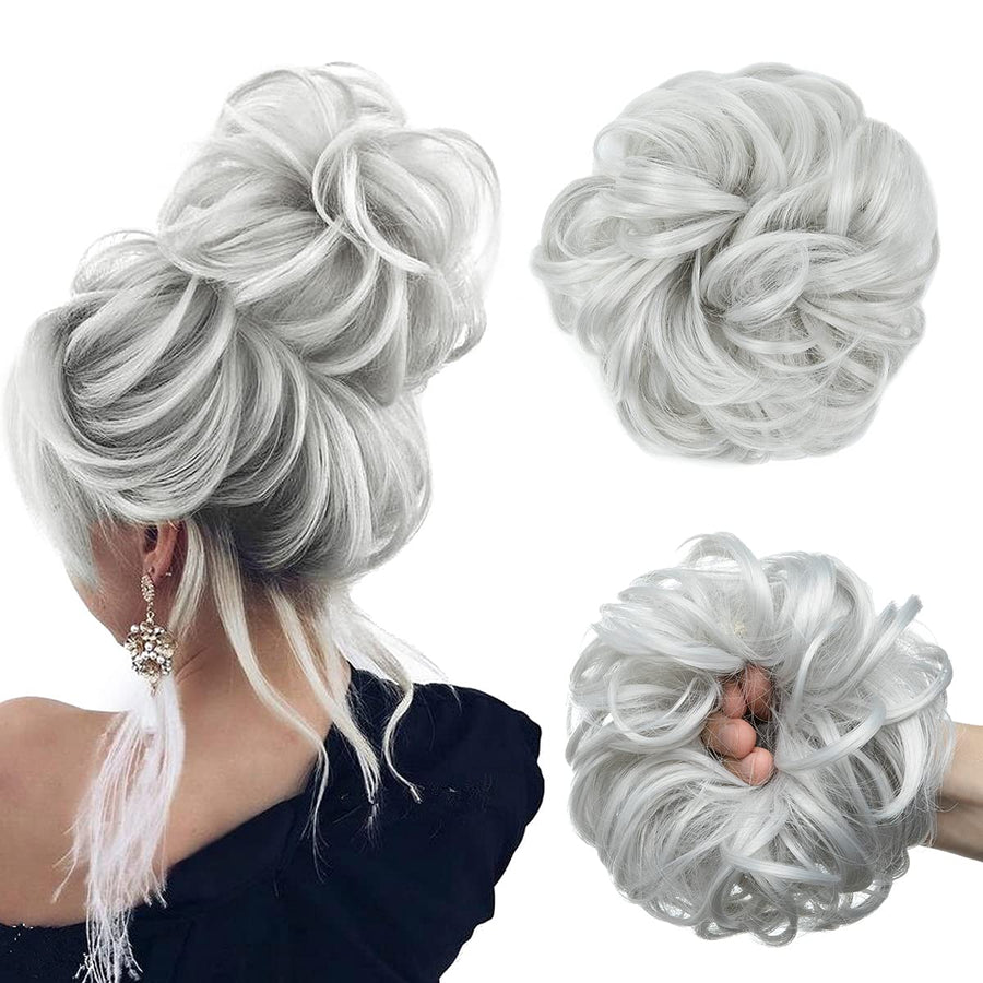 Large Messy Bun Hair Piece Wavy Curly Scrunchies Synthetic Chignon Ponytail Hair Extensions Thick Updo Hairpieces for Women
