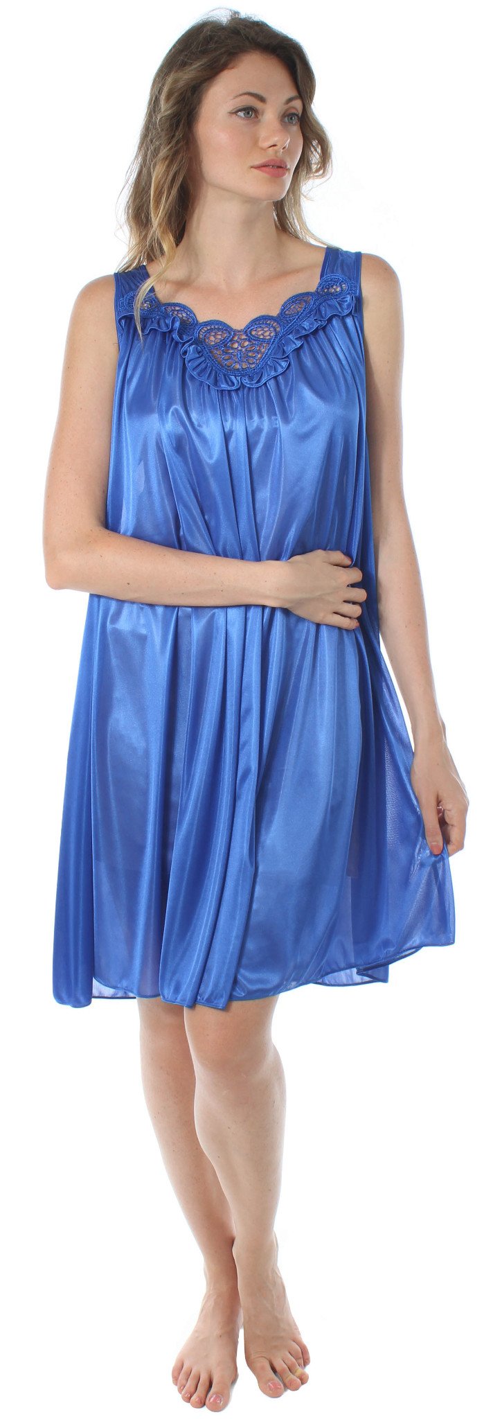 Venice Womens&#39; Silky Looking Embroidered Nightg