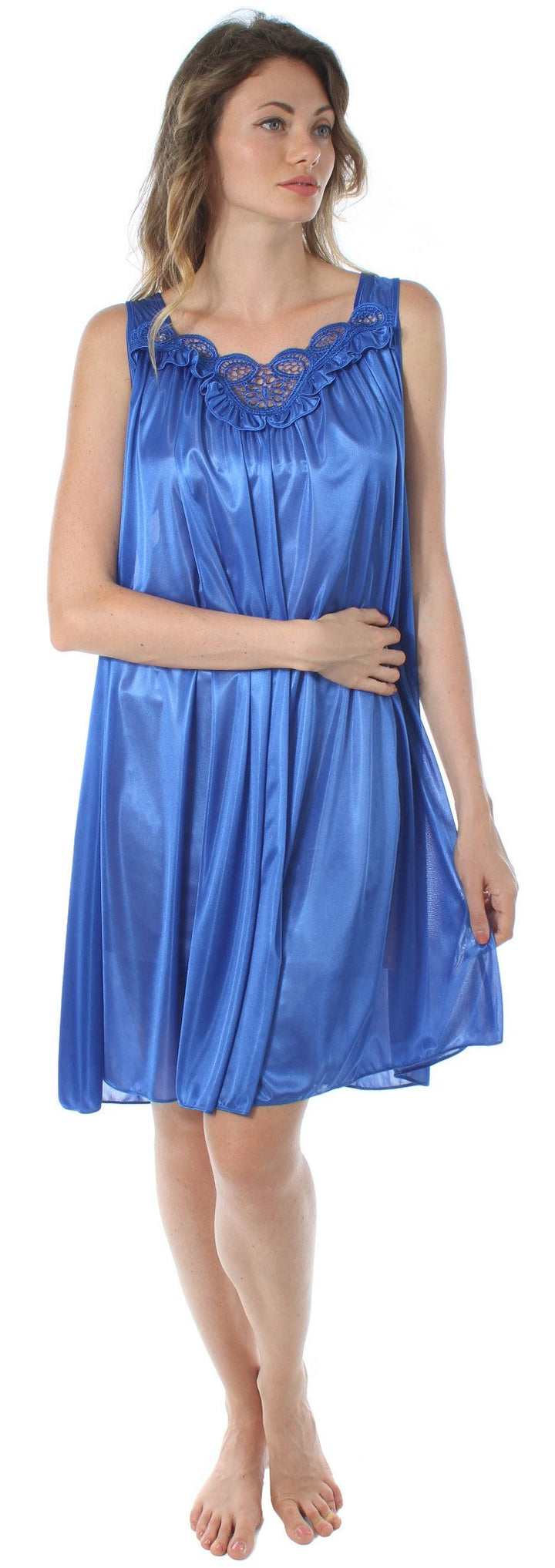 Venice Womens&#39; Silky Looking Embroidered Nightg